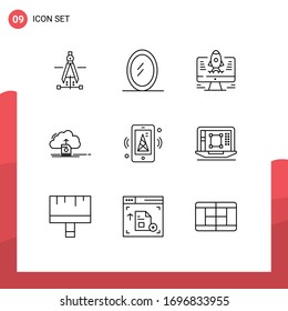 9 Concepto de esquema para sitios web móviles y aplicaciones móviles; iot; inicio; internet; elementos de diseño de vectores editables de datos