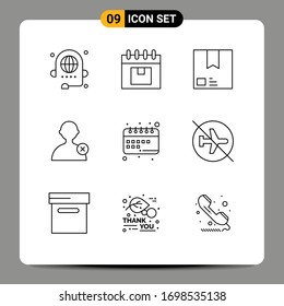 9 Outline concept for Websites Mobile and Apps man; shipment; planning; product; commerce Editable Vector Design Elements