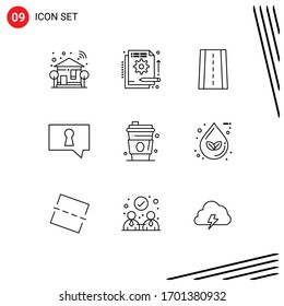 9 Outline concept for Websites Mobile and Apps drink; secret; in; private; sign Editable Vector Design Elements