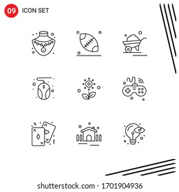 9 Concepto de esquema para la primavera de Websites Mobile y Apps; planta; carrito; flor; elementos de diseño de vectores editables por hardware