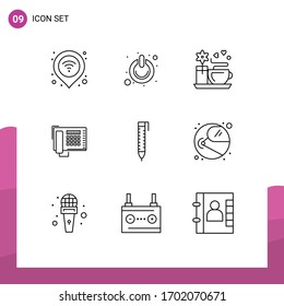 9 Outline concept for Websites Mobile and Apps pen; number; power; fax; hot Editable Vector Design Elements