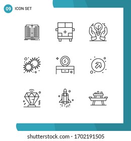 9 Outline concept for Websites Mobile and Apps star; morning; vehicles; shine; hand Editable Vector Design Elements