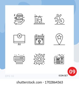 9 Outline concept for Websites Mobile and Apps monitor; gadget; business; devices; leave Editable Vector Design Elements