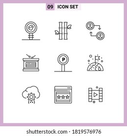 9 Outline concept for Websites Mobile and Apps parking; independence day; natural; independece; drum Editable Vector Design Elements