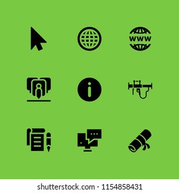 9 page icons in vector set. cursor, web site, info and paper illustration for web and graphic design