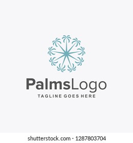 9  palm tree circle simple modern logo designs
