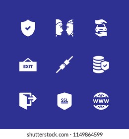 9 password icons in vector set. security system, security on, turing test and domain registration illustration for web and graphic design