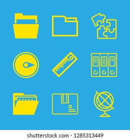 9 path icons with compass black symbol pointing to right and package in this set