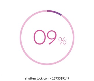 9% percent circle chart symbol. 9 percentage Icons for business, finance, report, downloading