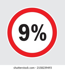 9 Percent off  on gray Background, Special Offer 9% Discount Tag, Sale Up to 9 Percent Off,big offer, Sale, Special Offer Label, Sticker, Tag, Banner, Advertising, offer Icon