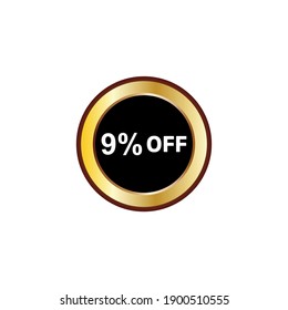 9 percent off sign with gold and white color