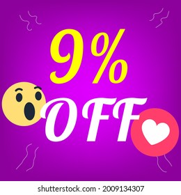 9 percent off. Vector for promotions and offers..eps