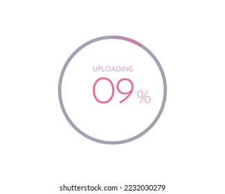 9 percentage uploading, pie chart for Your documents, reports, 9% circle percentage diagrams for infographics
