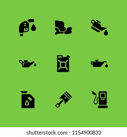 9 petrol icons in vector set. gas, jerrycan, diesel and oil illustration for web and graphic design