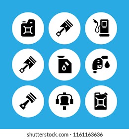 9 petrol icons in vector set. fuel, station, oil and piston illustration for web and graphic design
