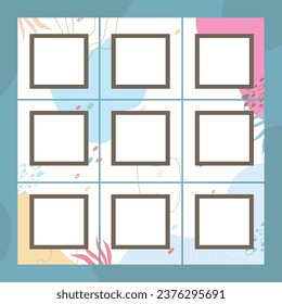 9 photo collage template. vector illustration, new collections
