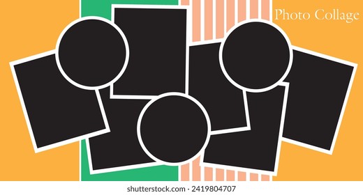 9 photo collage template. vector illustration, new collections