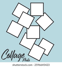9 photo collage template vector illustration