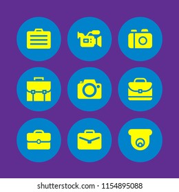9 photographer icons in vector set. photo camera, portfolio and camera illustration for web and graphic design