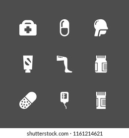 9 pills icons in vector set. drug, pill and medicine illustration for web and graphic design