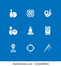 9 pin icons in vector set. maps and location, gps, location on road and atm illustration for web and graphic design
