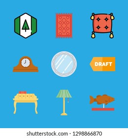 9 pine icons with adornment and typographic in this set