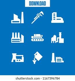 9 pipe vector icon set with gasoline, tank, factory and pipe wrench icons for mobile and web