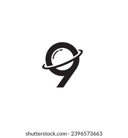 9 and Planet logo or icon design