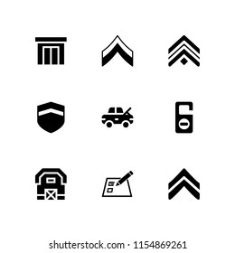 9 plank icons in vector set. barn, chevron, checklist on a paper with a pencil and damage illustration for web and graphic design