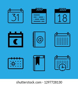 9 planner icons with calendar and agenda in this set
