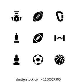 9 player icons in vector set. american football, soccer, sports and competition and ball of basketball illustration for web and graphic design