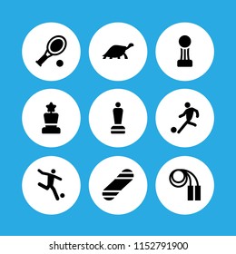 9 player icons in vector set. sports and competition, slow, kick and sport and competition illustration for web and graphic design