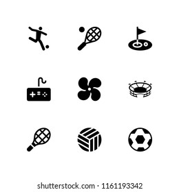 9 player icons in vector set. soccer, tennis, gamer and football field illustration for web and graphic design