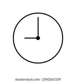 9 AM or 9 PM clock icon outline vector. Vector outline of a clock icon set to 9 AM or 9 PM.