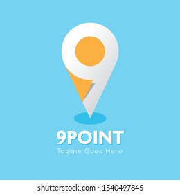 9 point company logo. Vector illustration