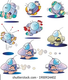 9 poses of a cute robot, 2021
