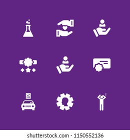 9 positive icons in vector set. surprised man, nlp, customer and experiment illustration for web and graphic design