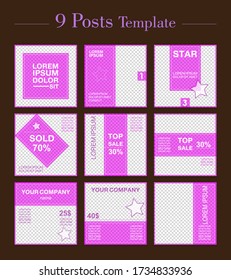 9 posts template style, you can use for social media or personal account