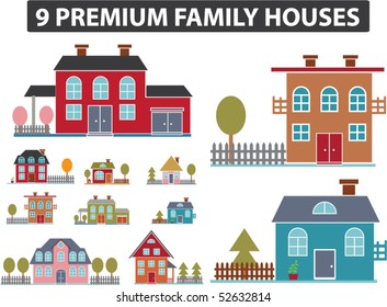 9 premium family houses. vector