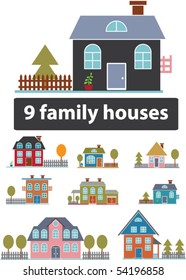 9 premium family houses. vector