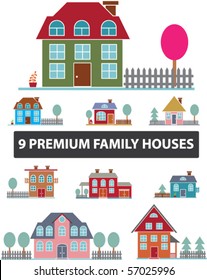 9 premium family houses. vector