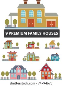 9 premium family houses, vector