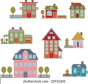 9 premium houses. vector