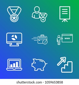 9 premium vector icon set on gradient background