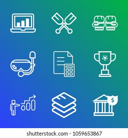 9 premium vector icon set on gradient background