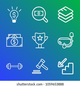 9 premium vector icon set on gradient background