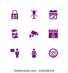 9 private icons in vector set. agent, cctv, speech and password illustration for web and graphic design