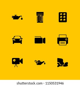 9 production icons in vector set. blister, oil, pharmaceutical and gas illustration for web and graphic design
