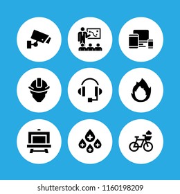 9 professional icons in vector set. support, spa, tablet and strategy illustration for web and graphic design