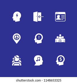 9 profile icon set with head, profile and placeholder vector illustration for graphic design and web